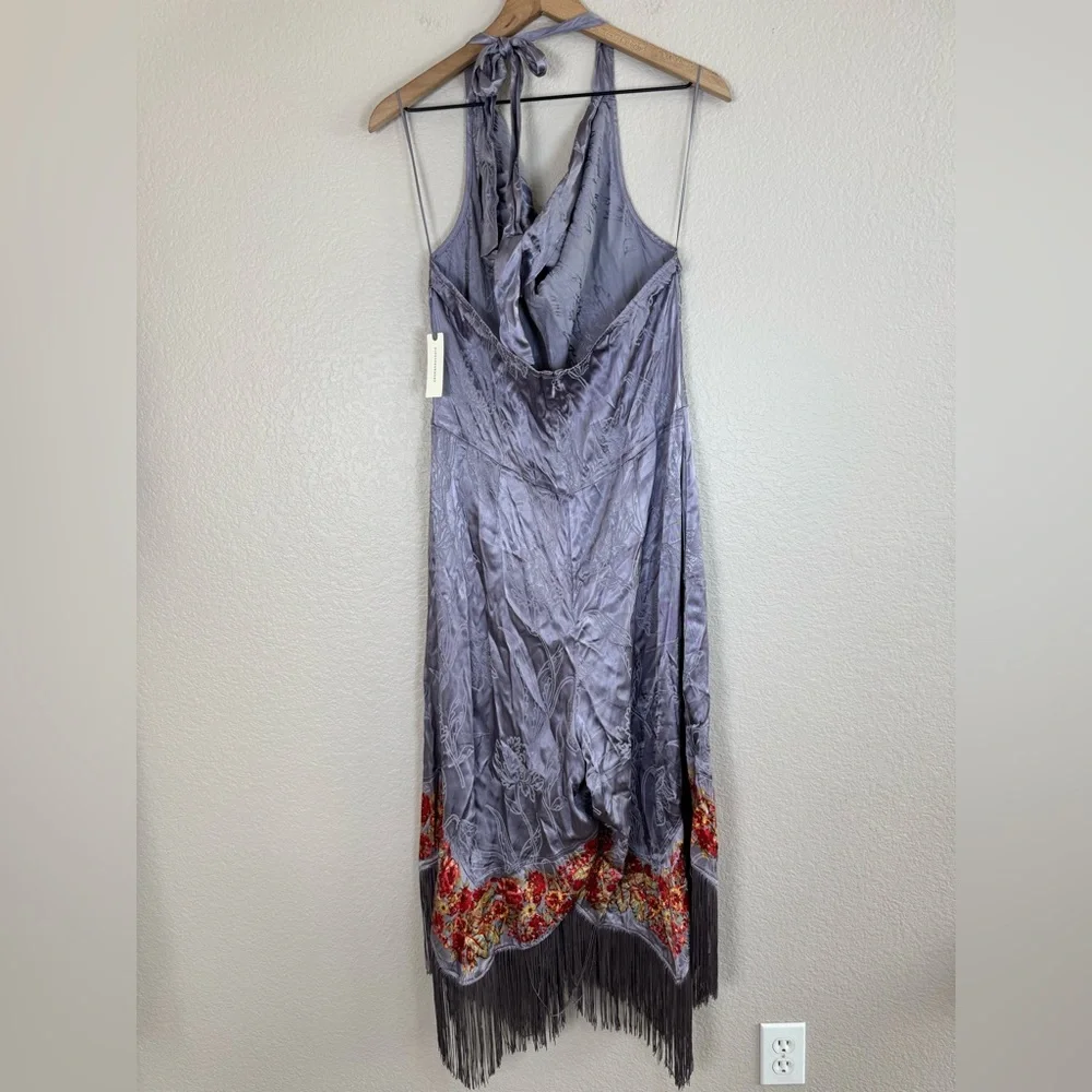By Anthropologie Fringe Cowl Neck Jumpsuit Soft Violet size 16 NEW $198 - Picture 10 of 14